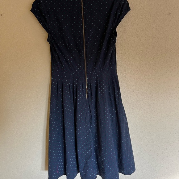 ESHAKTI SWING DRESS SIZE 6 NAVY WITH GREEN POLKA DOTS 100% COTTON - Picture 6 of 10